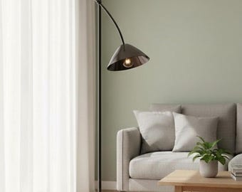Handmade Brass Adjustable Arm Floor Lamp: Vintage Industrial Style