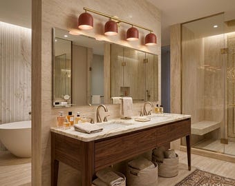 Modern Bathroom Vanity Light: 4-Light Wall Lamp Mid-Century Over Mirror Lighting Fixtures