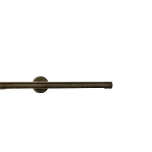May include: A bronze-colored towel bar with a circular wall mount. The bar is cylindrical and extends horizontally. The fixture is designed for bathroom use and has a minimalist aesthetic.