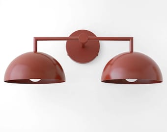 Modern Double Dome Wall Sconce, Mid Century Brass Lighting Fixture Vanity Lights