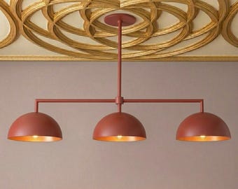 Modern 3-Light Chandelier, Minimalist Dome Pendant Lamp, Mid Century Fixture