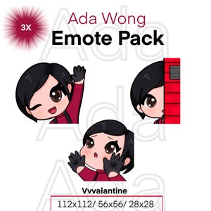 Ada Wong Twitch Emote Pack | Discord Emote Pack | Youtube | DBD | Emoji | Cute Chibi | Emote | Dead By Daylight Emote Pack