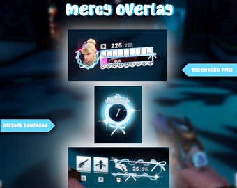 Nakładka Baby Blue Princess Mercy | Overwatch Twitch Decor HUD dla OBS i Streamlabs