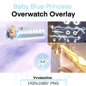 Overwatch Baby Blue Princess Stream Overlay | Decor | Mercy | HUD Decoration Overwatch | Stream | OW | Twitch | OBS | YouTube | Support
