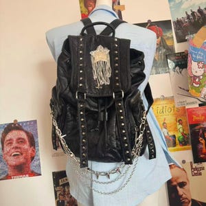 Large Capacity Unisex Soft Leather Backpack 15inch Laptop School Bag Goth Tassel Star Daily Black Backpack For Woman Man Grunge Backpack
