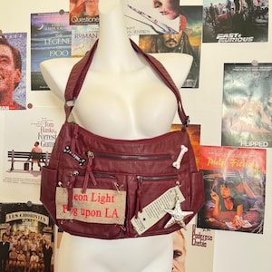 Y2K Crossbody Bag Women Retro Pacthes Design Girl PU Leather Tote Bag Crossbody Bag Y2K Accessories Bag Cute School Bag