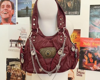 Y2K Shoulder Bag Women Patch Punk Design Girl Soft PU Leather Tote Bag Crossbody Bag Y2K Accessories  Shoulder Bag with Crossbody Strap