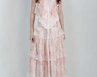 Pink Plaid Butterfly Bustier & Tiered Skirt Set : Lace Ruffle Lolita Outfit