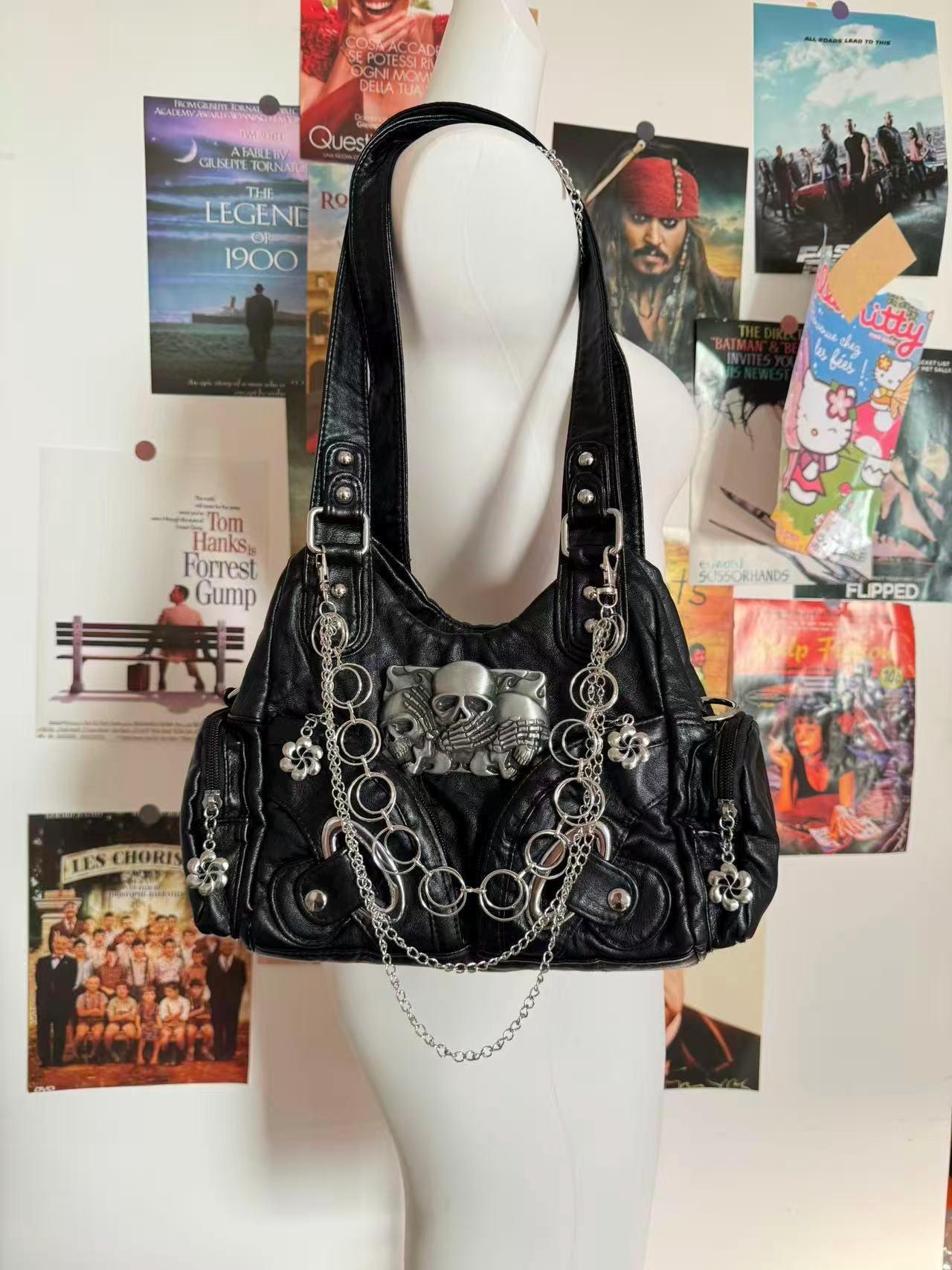 バッグ y2k grunge leather punk hand bag 00s バッグ y2k grunge leather punk hand bag 00s JIAERDI Y2k