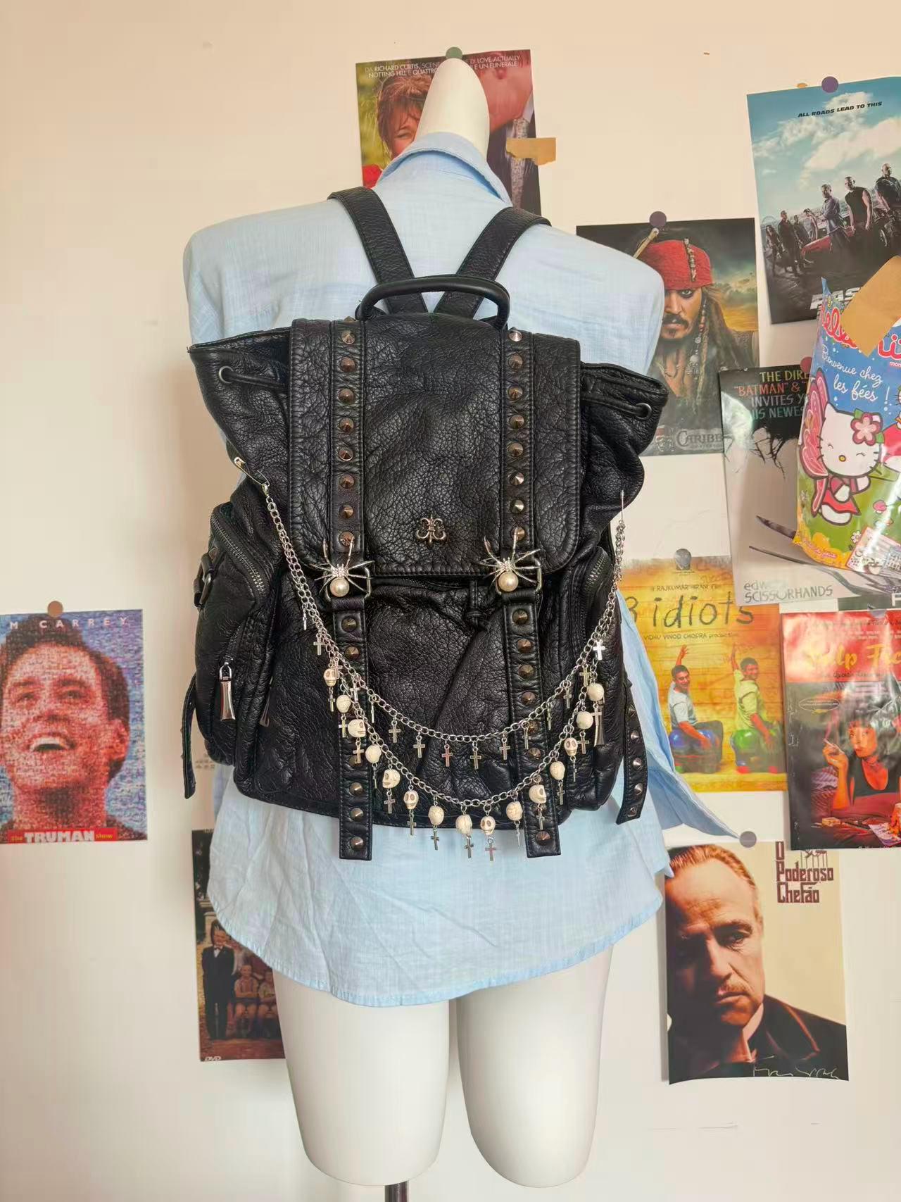 バッグ y2k grunge 2way oneshoulder backpack 00s Y2K Backpack Women Men, Cute Daypack Grunge Stars Vintage