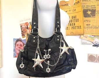 Goth Schoudertas Vrouwen Dagelijks Casual Ontwerp Meisje Zacht PU Lederen Draagtas Crossbody Tas Y2K Accessoires Schoudertas met Crossbody Band