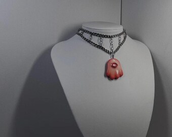 Handamde Kawaii Resin Punk Necklace, Cute  Eyeball  Necklace, Evil Star Eye Jewelry for Punk Lovers, Unique Goth Girlfriend Boyfriend Gift