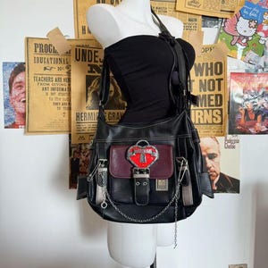 Y2K Crossbody Bag Women Punk Buckle Daily Messenger Bag Girl PU Leather Tote Bag Crossbody Bag Y2K Accessories Bag Cute School Bag