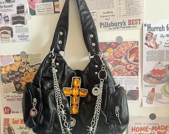 Cute Shoulder Bag Women Yellow Cross Chain Girl Soft PU Leather Tote Bag Crossbody Bag Y2K Accessories  Shoulder Bag with Crossbody Strap