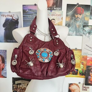 Y2K Shoulder Bag Women Patch Punk Design Girl Soft PU Leather Tote Bag Crossbody Bag Y2K Accessories  Shoulder Bag with Crossbody Strap