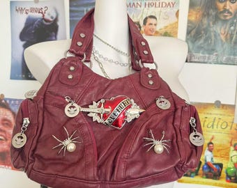 Y2K Shoulder Bag Women Patch Punk Design Girl Soft PU Leather Tote Bag Crossbody Bag Y2K Accessories  Shoulder Bag with Crossbody Strap
