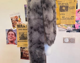 Grey Faux Fur Thick Fairy Daily Cute Scarf Retro Versatile Y2k Scarf For Winter ,Gift For Woman,Warm Scarf,