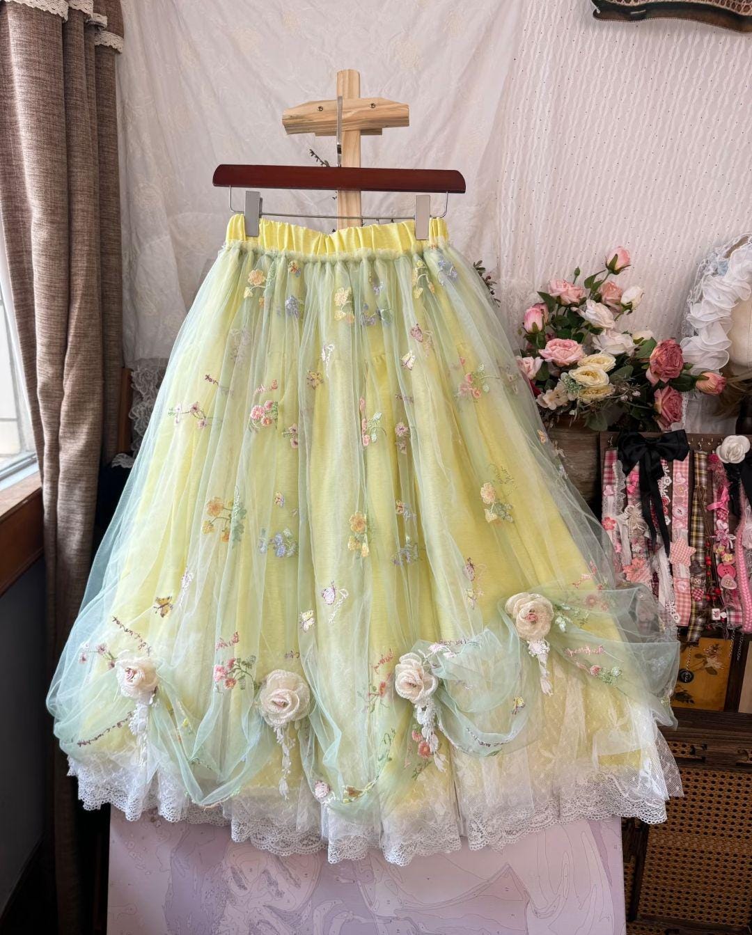 Rose Ribbon Skirt - Etsy