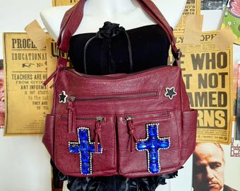 90's 00's Vintage Magenta Hot Pink Mesh Crossbody Velcro Mesh Y2k