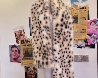 White Leopard Thick Fairy Daily Cute Scarf Retro Versatile Y2k Scarf For Winter ,Handmade Gift For Woman,Warm Scarf,