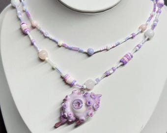 Purple Unique Kawaii Resin Goth Necklace, Cute  Eyeball  Necklace, Evil Eye Jewelry for Punk Lovers, Unique Goth Girlfriend Boyfriend Gift