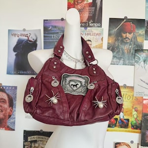 Y2K Shoulder Bag Women Patch Punk Design Girl Soft PU Leather Tote Bag Crossbody Bag Y2K Accessories  Shoulder Bag with Crossbody Strap