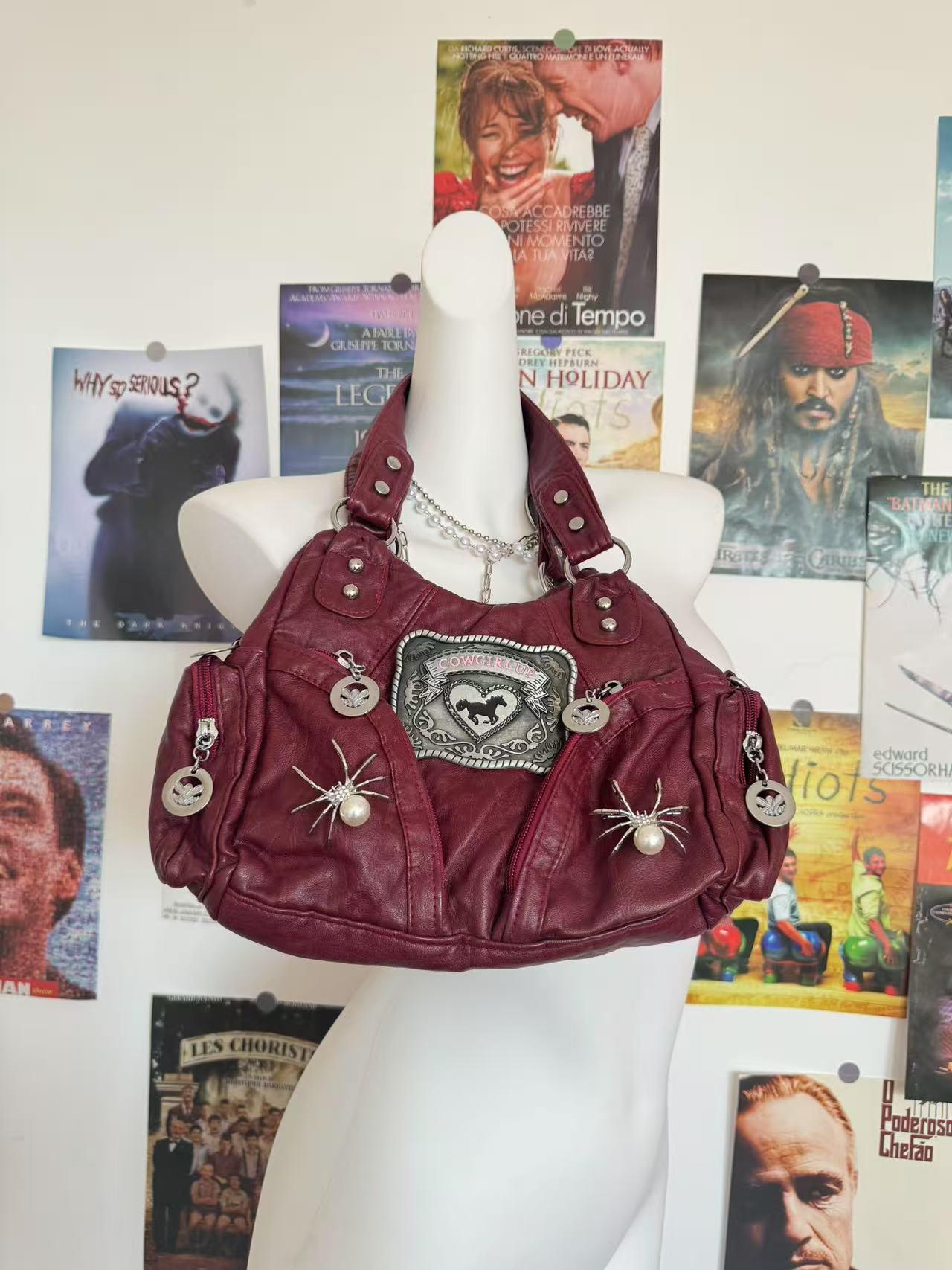 Y2K leather vintage bag LE CAGOLE 00s Leather Bag Y2K for, Travel 