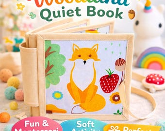 Montessori Quiet Book Fox | Felt Busy Book for Toddlers | Soft Activity Book | Sensory Toy | Toddler Travel Toy | Baby Shower Gift