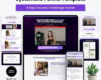 Course, Challenge Funnel Template with 6 Pages Built in Systeme.io