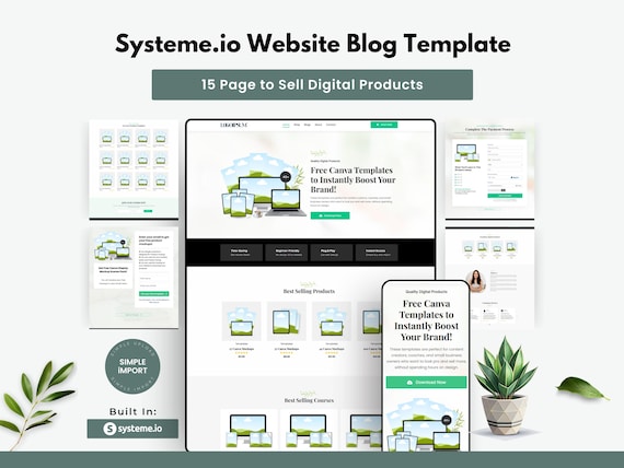 A Complete 15 Pages Digital Product Website template Built in Systeme.io