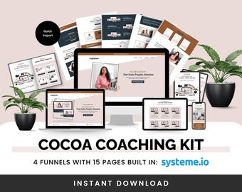 Cocoa Coaching Funnel Kit | 4 Funnels With 15 Pages Built In Systeme Io