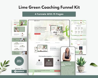 Systeme.io Lime Green Coaching Funnel Kit | 4 Funnels With 15 Pages