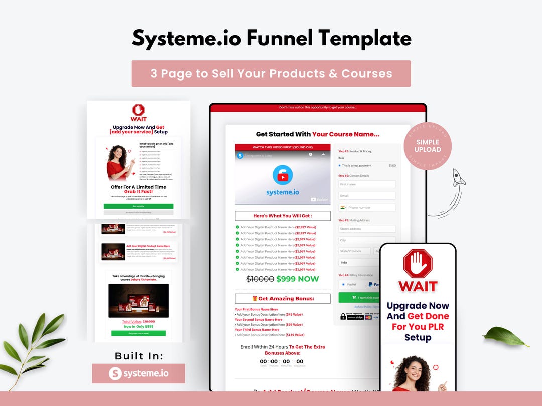 Systeme.io Course Funnel Template: Order Form & Upsell (digital ...