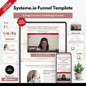 6-sidig Systeme.io-trattmall för att sälja kurser, utmaningar och medlemskap (digital nedladdning)