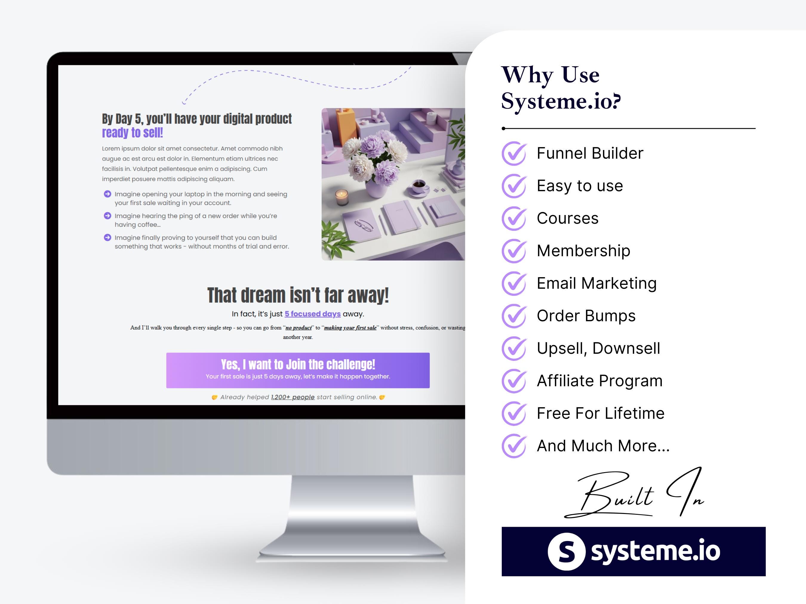 Course, Challenge Funnel Template With 6 Pages Built in Systeme.io - Etsy