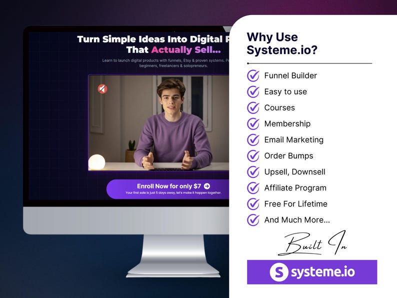 5-stegs Systeme.io-trattmall för försäljning av kurser och medlemskap (digital nedladdning) bild 3