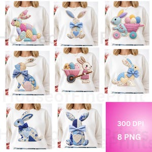 Lapin de Pâques matelassé PNG Clipart Patchwork dessins pastel téléchargement numérique