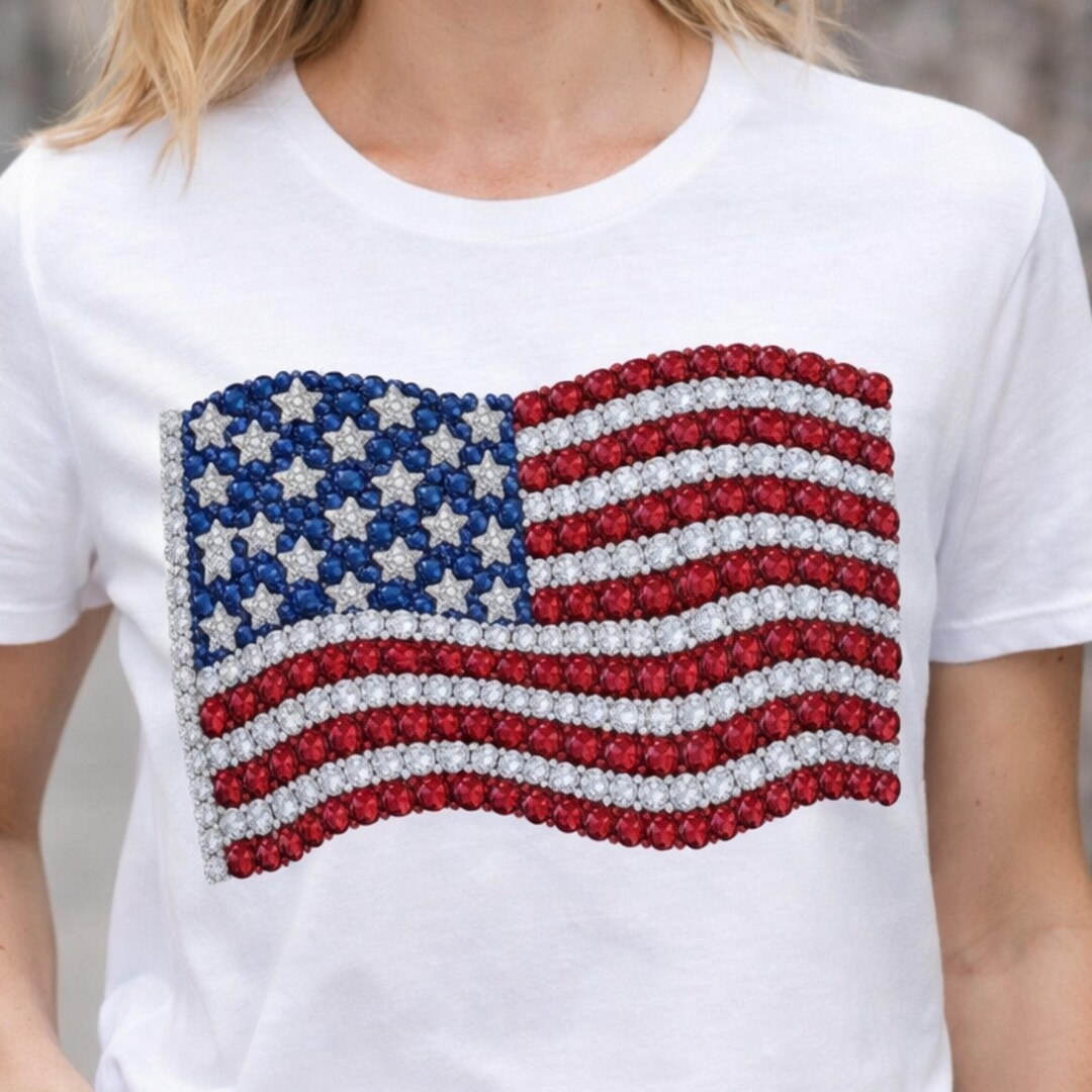 American Flag Rhinestone PNG, Patriotic USA Shirt Design (digital ...