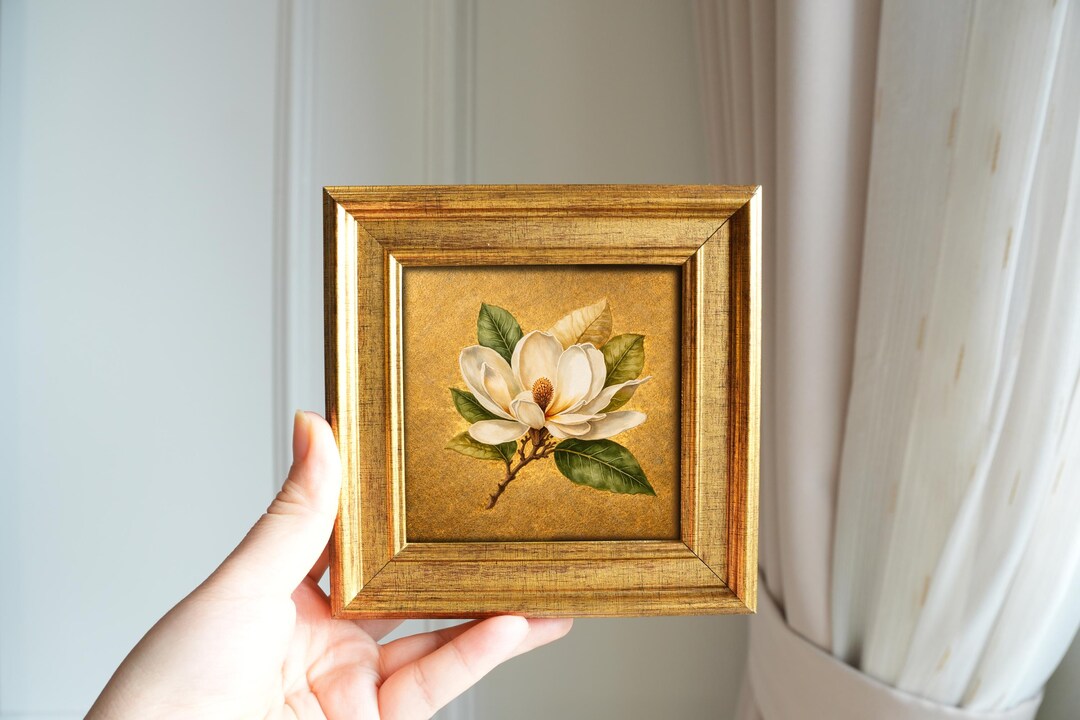 Magnolia Oil Painting on Gold Leaf – Hand Painted Original or Art Print ...
