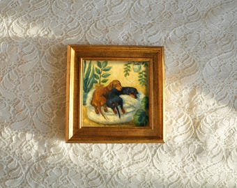 Dachshund Dog Artwork Oil Painting or Art Print – 5x5 inch