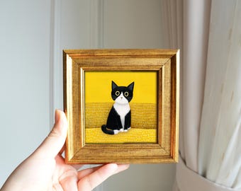 Vintage Style Framed Oil Painting or Art Print – 5x5 inch Artwork, Handmade