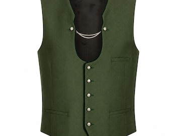 Men’s Green Bavarian Oktoberfest Wool Waistcoat Traditional German Vest
