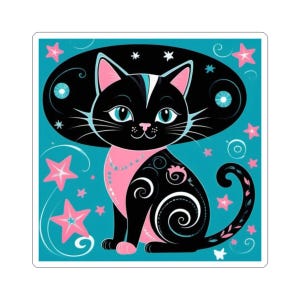 Adorable Cat Kiss-Cut Stickers, Cute Cat Decor, Whimsical Laptop Stickers, Gifts for Cat Lovers, Colorful Pet Stickers, Fun Party Favors