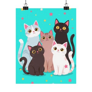 Cat Lover&#39;s Matte Vertical Posters, Cute Cat Wall Art, Feline Decor, Kids&#39; Room Decoration, Animal Lover Gift