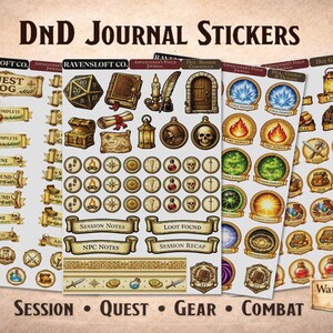 DnD Journal Stickers, RPG Sticker Kit, Dungeon Master Tools, Campaign Planner Stickers
