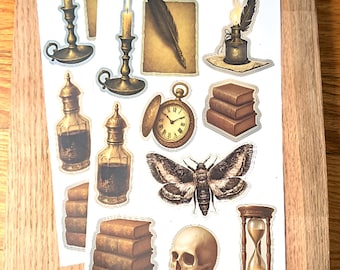 Dark Academia Sticker Sheet - Victorian Ephemera for Journals