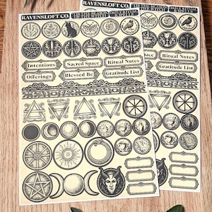 Witchy Journal Stickers, Wicca Planner Sticker Sheets, Grimoire Stickers, Pagan Wiccan Sabbat Sticker Sheet