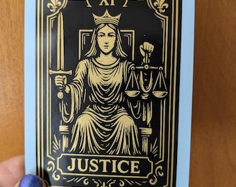 Tarot Card Sticker: Justice Vinyl Sticker