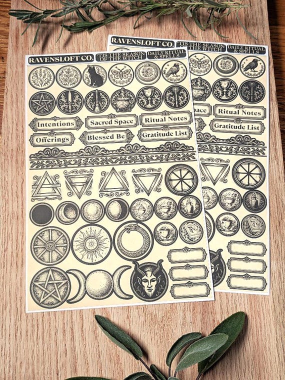 Witchy Journal Stickers, Wicca Planner Sticker Sheets, Grimoire Stickers, Pagan Wiccan Sabbats