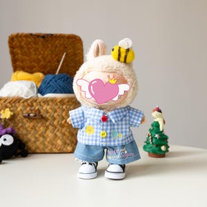 Handmade Doll Shirt and Jeans Outfit: LABUBU Plush Accessories